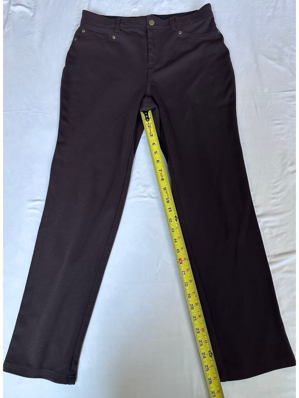 JM Collection Size 10 Brown Stretch Straight Leg Pants Career Workwear
